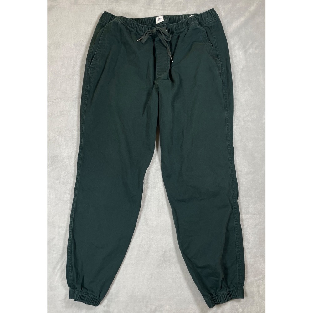 GAP Essential Jogger Pants Men XL Dark Green Cotton Stretch Drawstring Casual